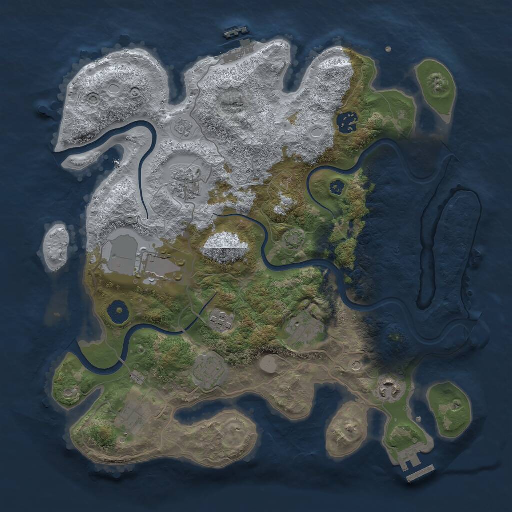 Rust Map: Procedural Map, Size: 3500, Seed: 786505, 14 Monuments