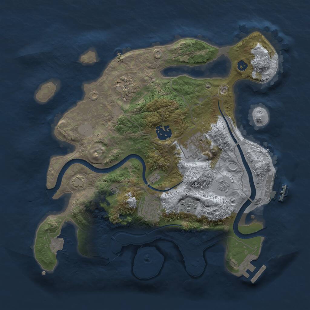 Rust Map: Procedural Map, Size: 3000, Seed: 1128541685, 11 Monuments