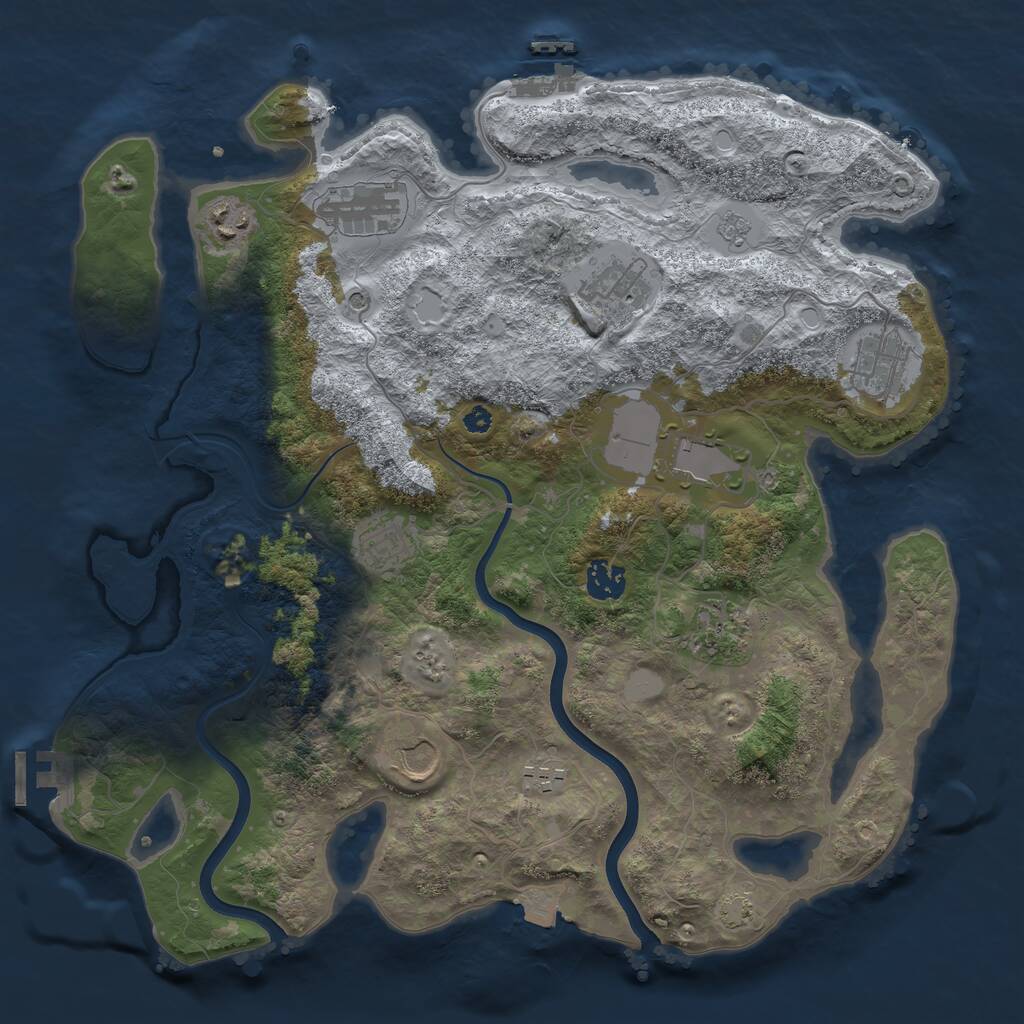 Rust Map: Procedural Map, Size: 3750, Seed: 2005760865, 16 Monuments