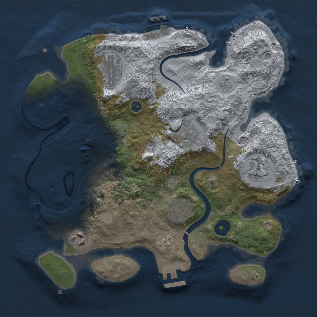 Rust Map: Procedural Map, Size: 3000, Seed: 373474589, 12 Monuments
