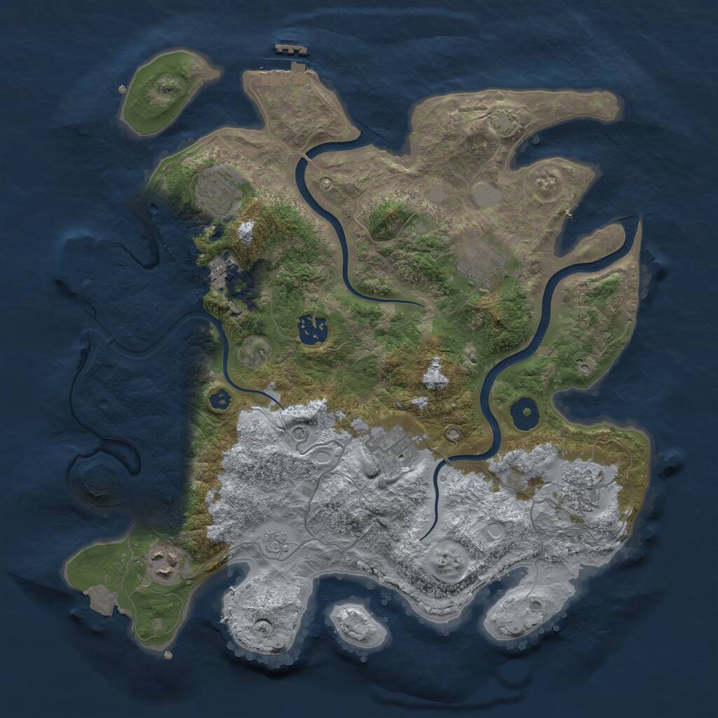 Rust Map: Procedural Map, Size: 3500, Seed: 268254, 13 Monuments