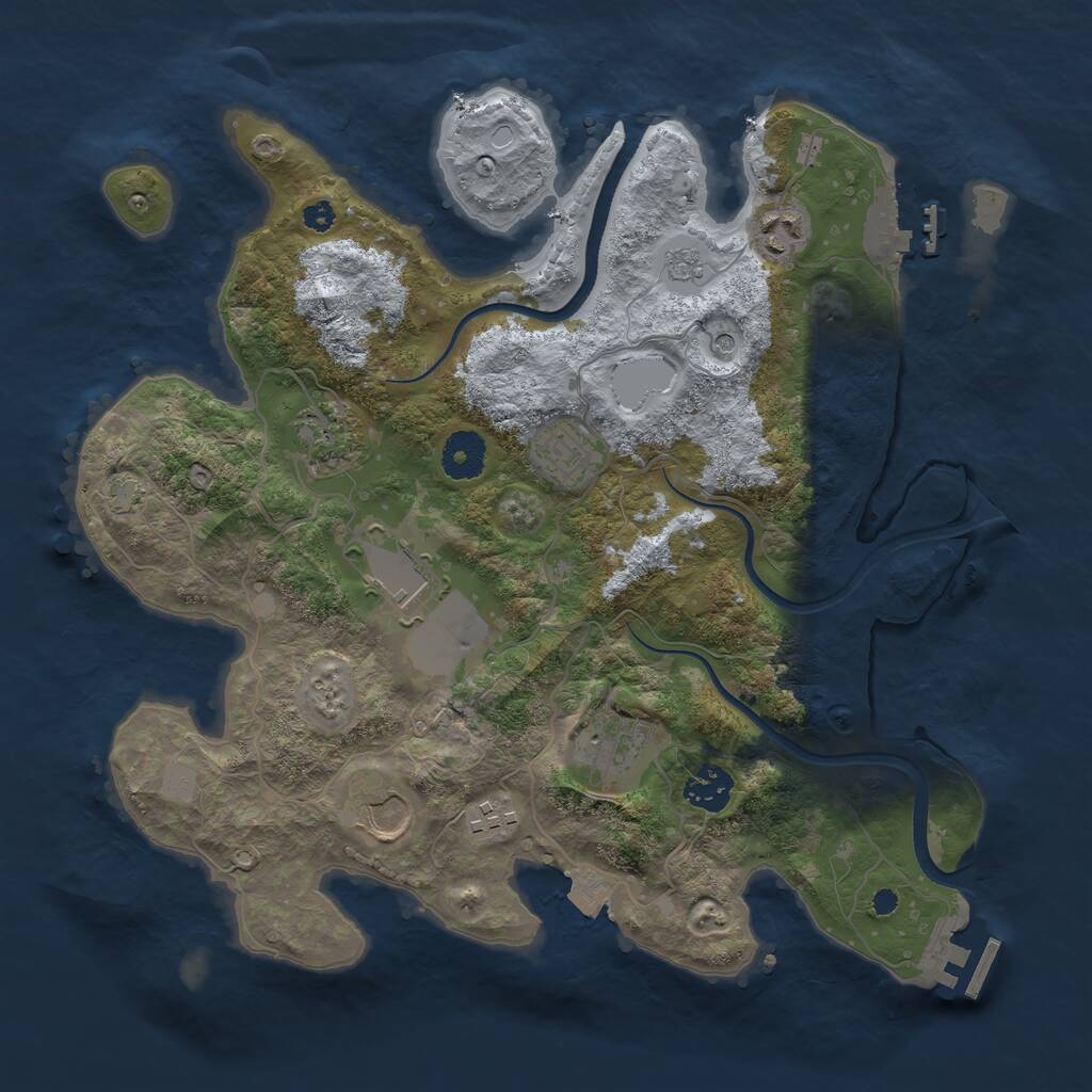 Rust Map: Procedural Map, Size: 3500, Seed: 966852, 14 Monuments