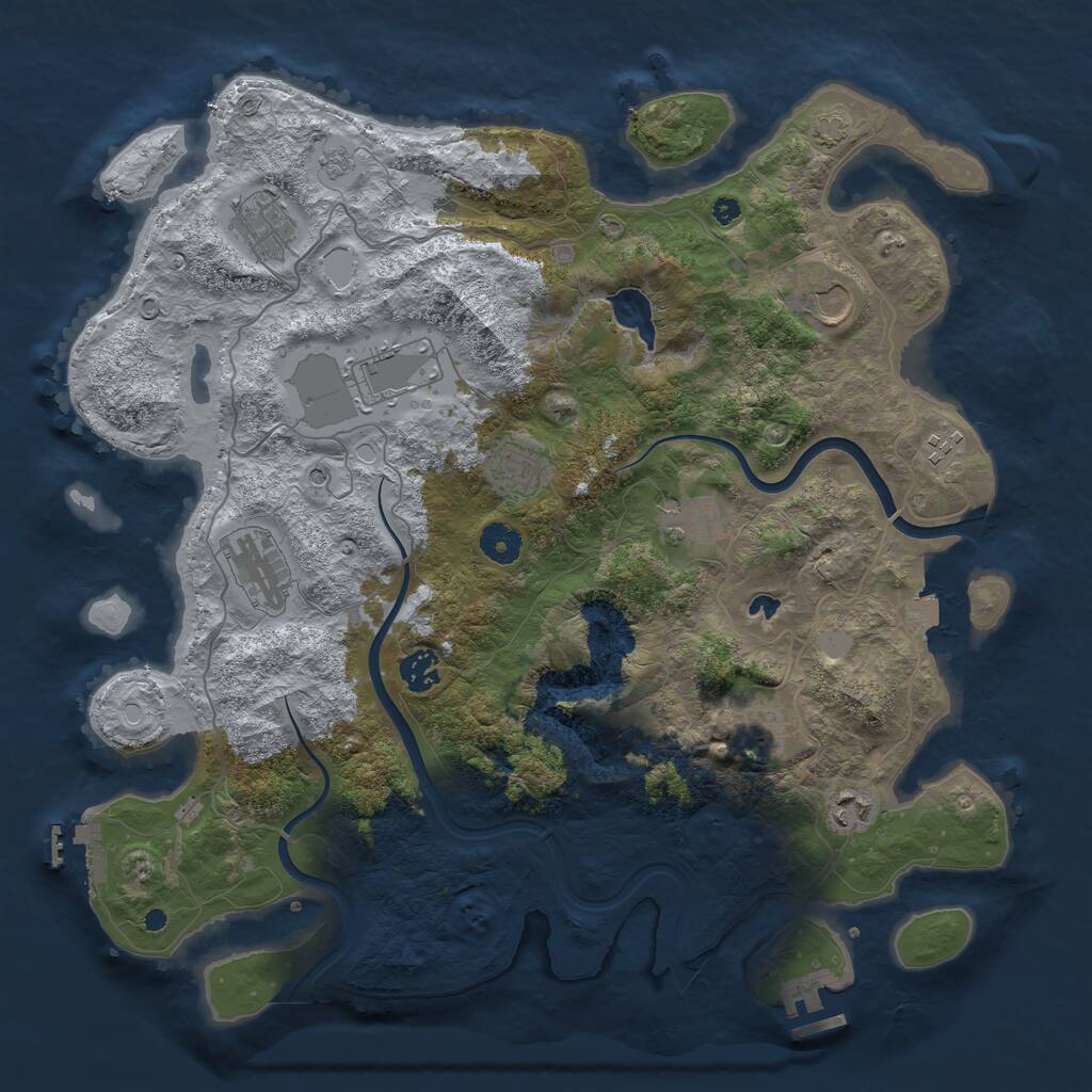 Rust Map: Procedural Map, Size: 4000, Seed: 277813, 16 Monuments