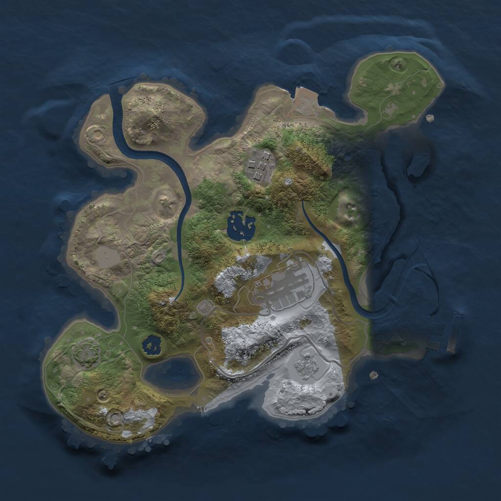 Rust Map: Procedural Map, Size: 2500, Seed: 1044251660, 7 Monuments