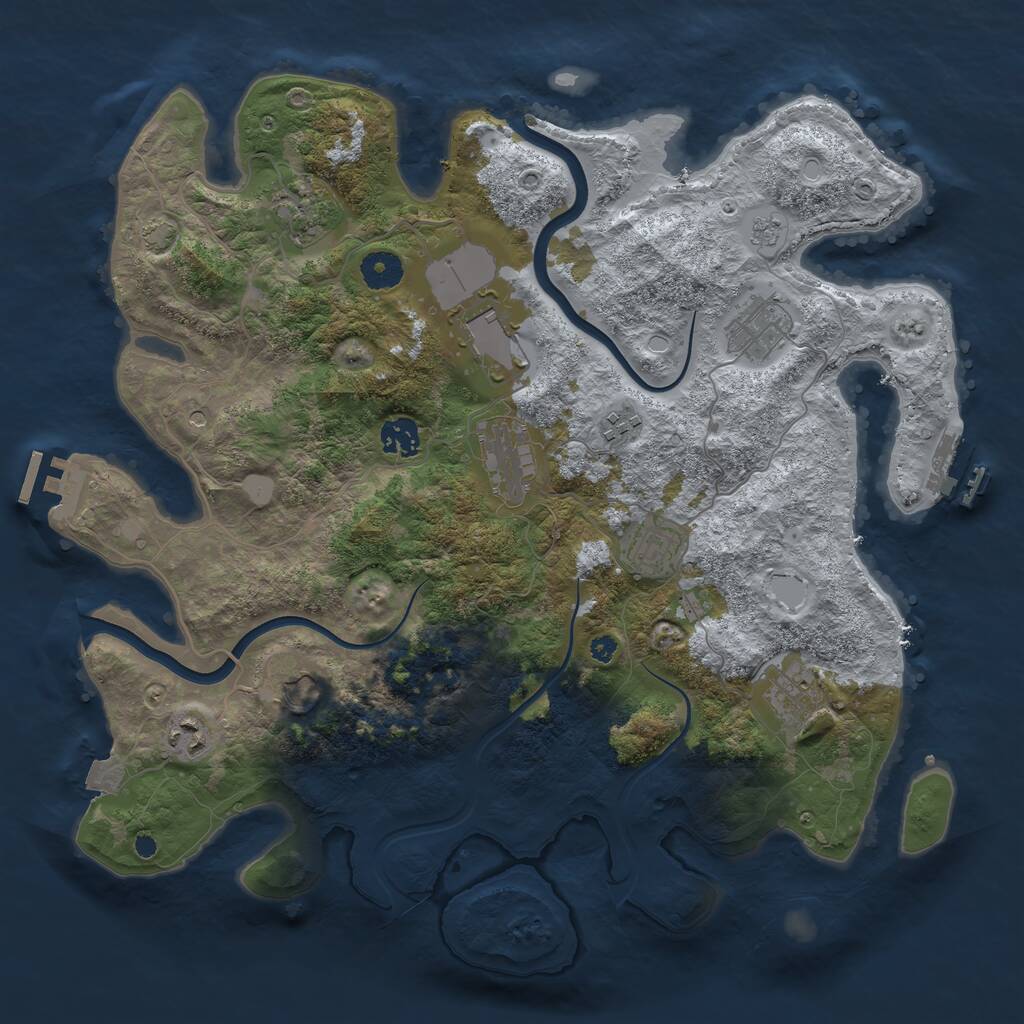 Rust Map: Procedural Map, Size: 3850, Seed: 433310, 16 Monuments