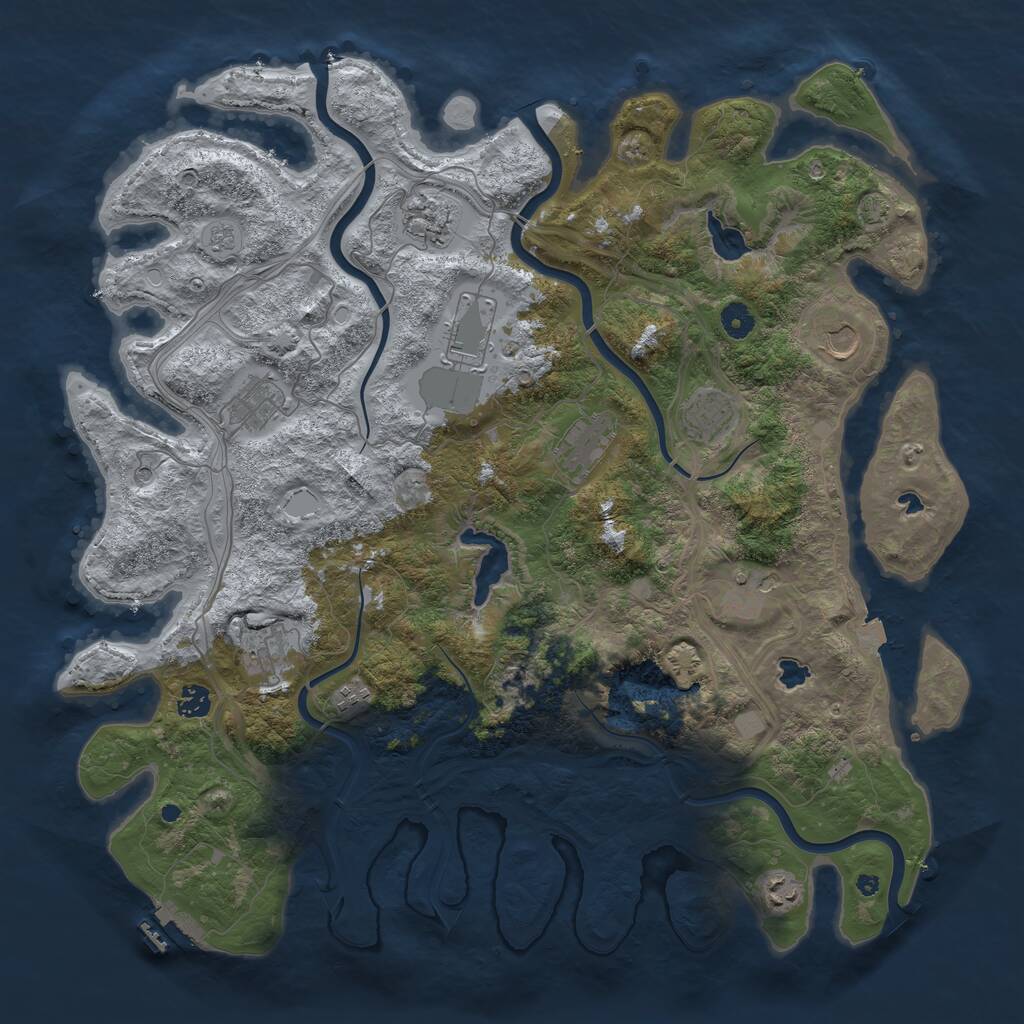 Rust Map: Procedural Map, Size: 4500, Seed: 908132, 16 Monuments