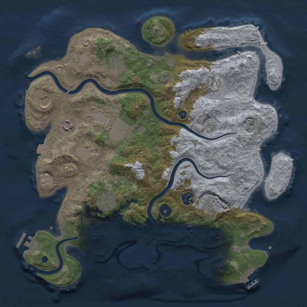 Rust Map: Procedural Map, Size: 3750, Seed: 936670739, 16 Monuments