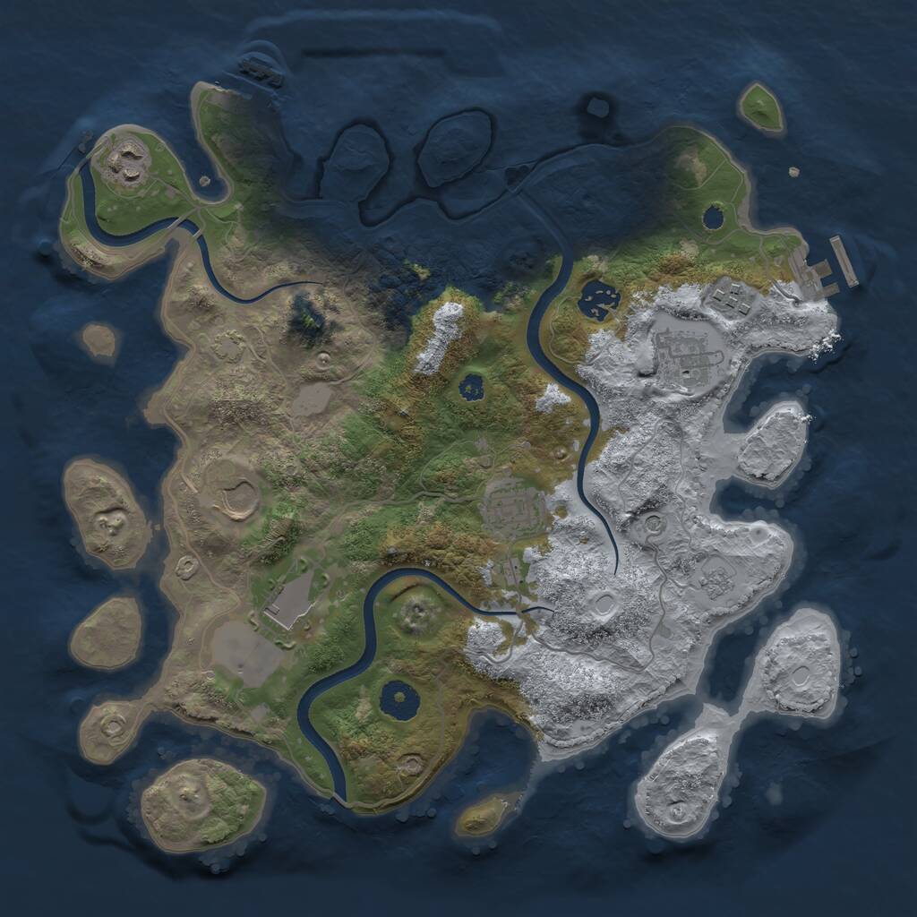 Rust Map: Procedural Map, Size: 3500, Seed: 560633, 13 Monuments