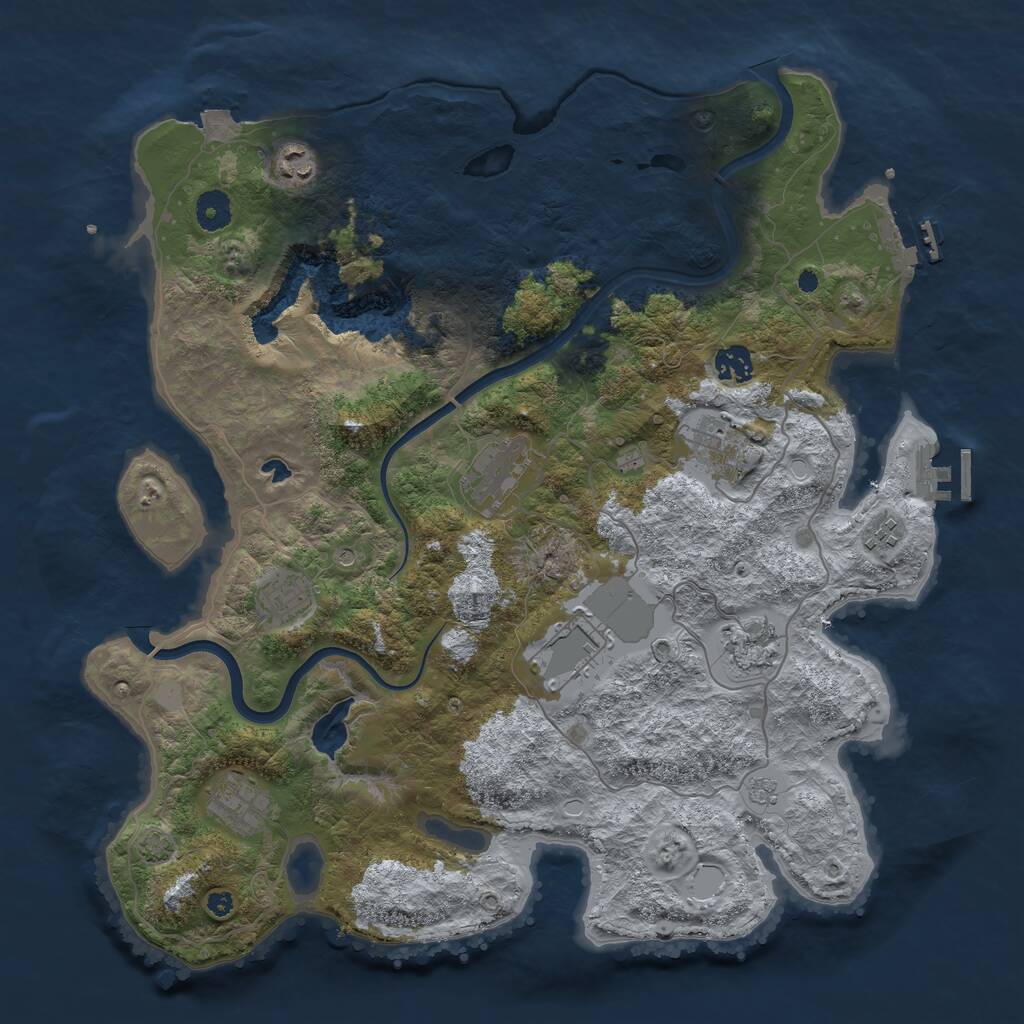 Rust Map: Procedural Map, Size: 4000, Seed: 208877, 15 Monuments