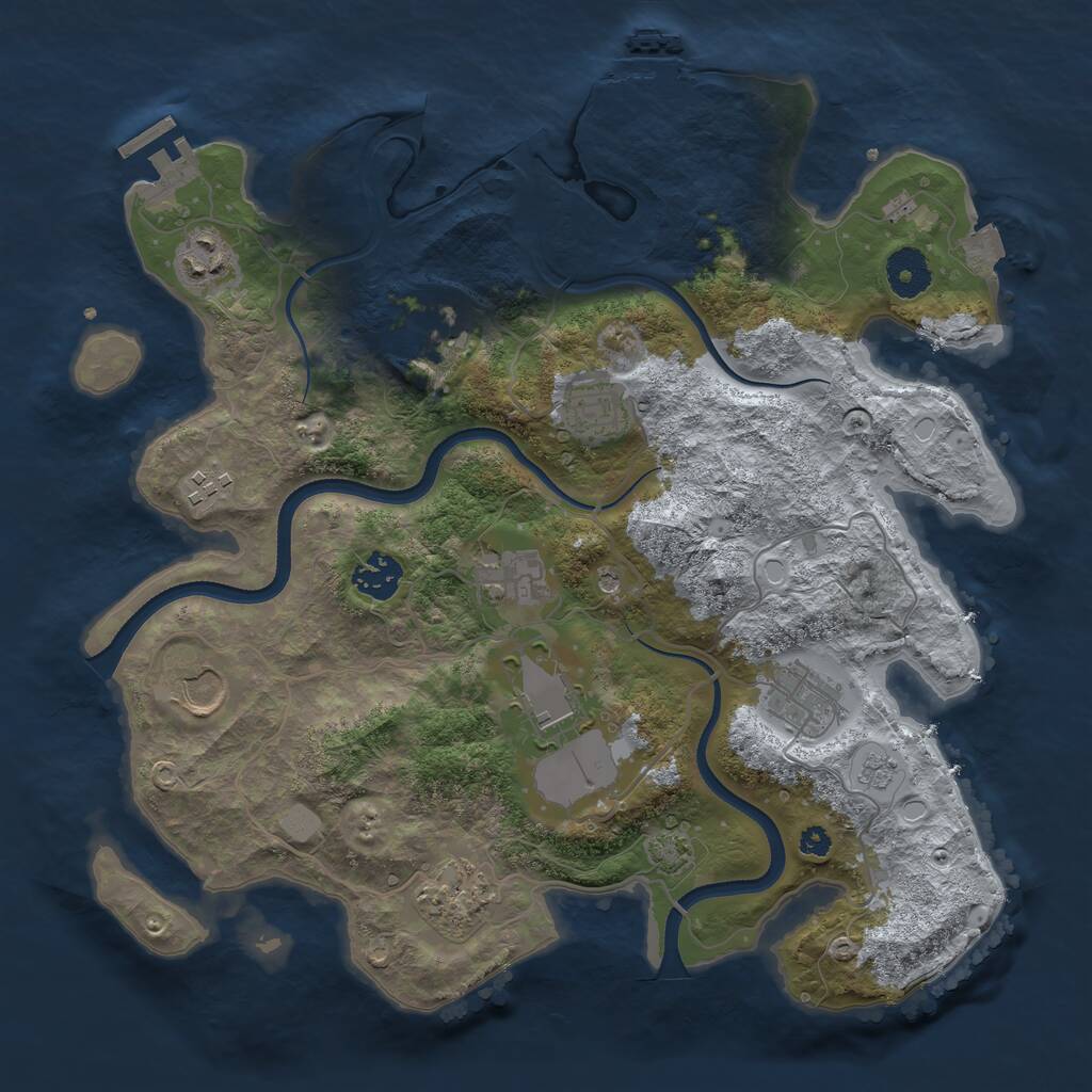 Rust Map: Procedural Map, Size: 3500, Seed: 162439, 16 Monuments