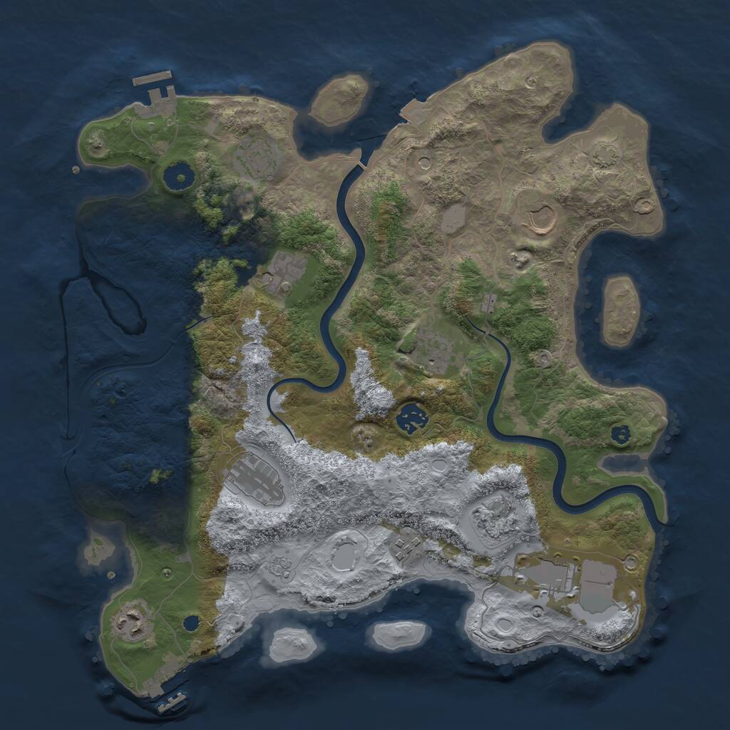 Rust Map: Procedural Map, Size: 3750, Seed: 507897, 16 Monuments