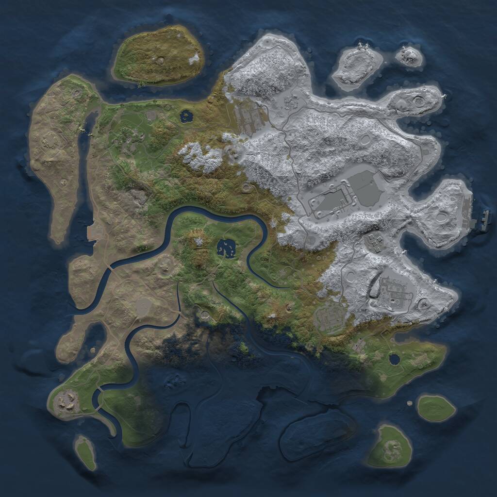 Rust Map: Procedural Map, Size: 3750, Seed: 1789214432, 13 Monuments