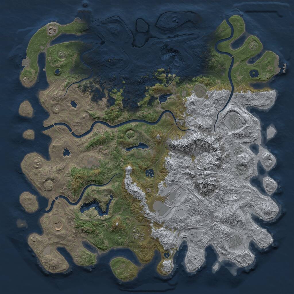 Rust Map: Procedural Map, Size: 5000, Seed: 346176, 17 Monuments