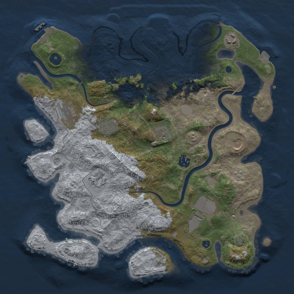 Rust Map: Procedural Map, Size: 3750, Seed: 722736, 15 Monuments