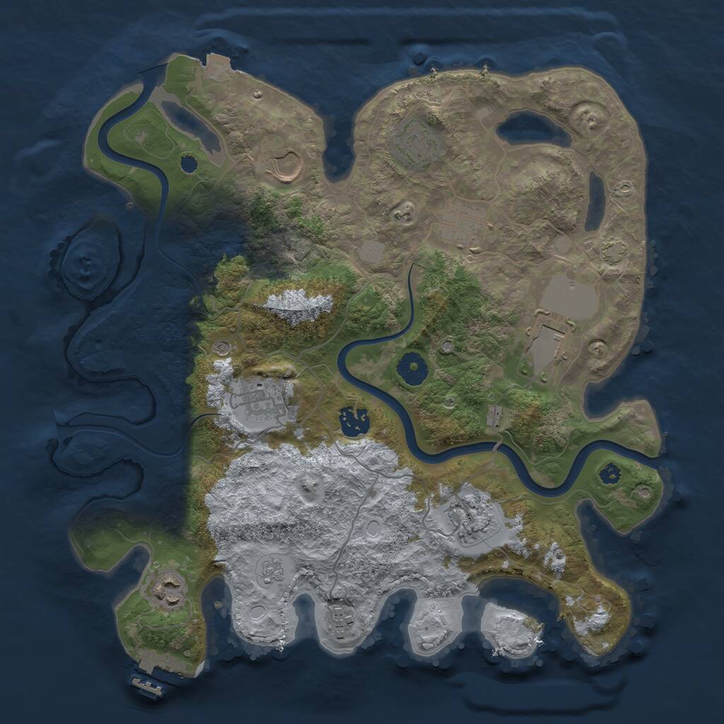 Rust Map: Procedural Map, Size: 3500, Seed: 445130, 14 Monuments