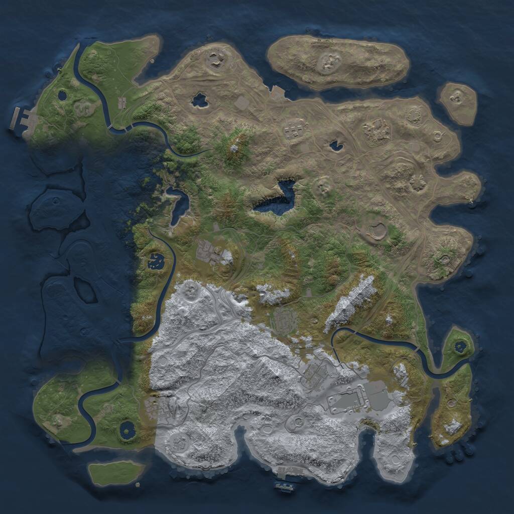 Rust Map: Procedural Map, Size: 4500, Seed: 32984, 16 Monuments