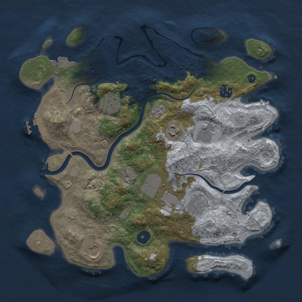 Rust Map: Procedural Map, Size: 3500, Seed: 316032, 13 Monuments