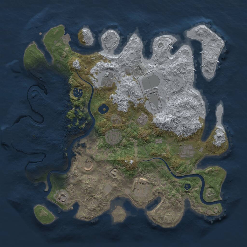 Rust Map: Procedural Map, Size: 3750, Seed: 1987561819, 14 Monuments