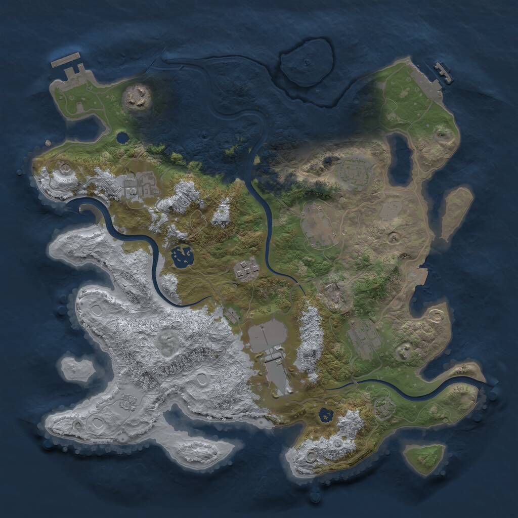 Rust Map: Procedural Map, Size: 3500, Seed: 527473, 14 Monuments