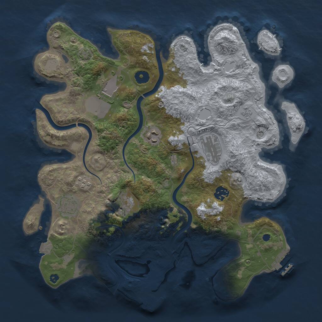 Rust Map: Procedural Map, Size: 3500, Seed: 412513, 13 Monuments