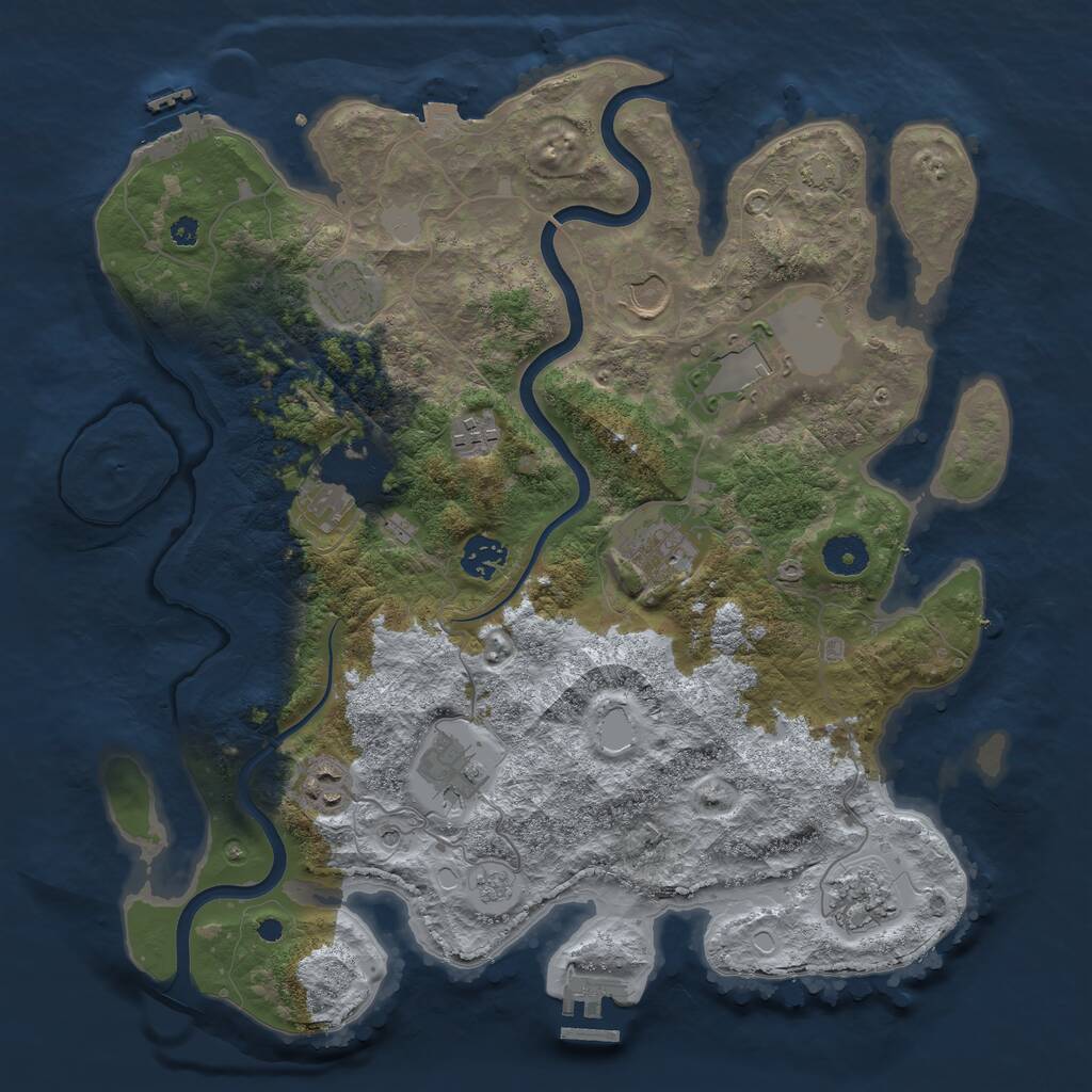 Rust Map: Procedural Map, Size: 3750, Seed: 813601, 16 Monuments