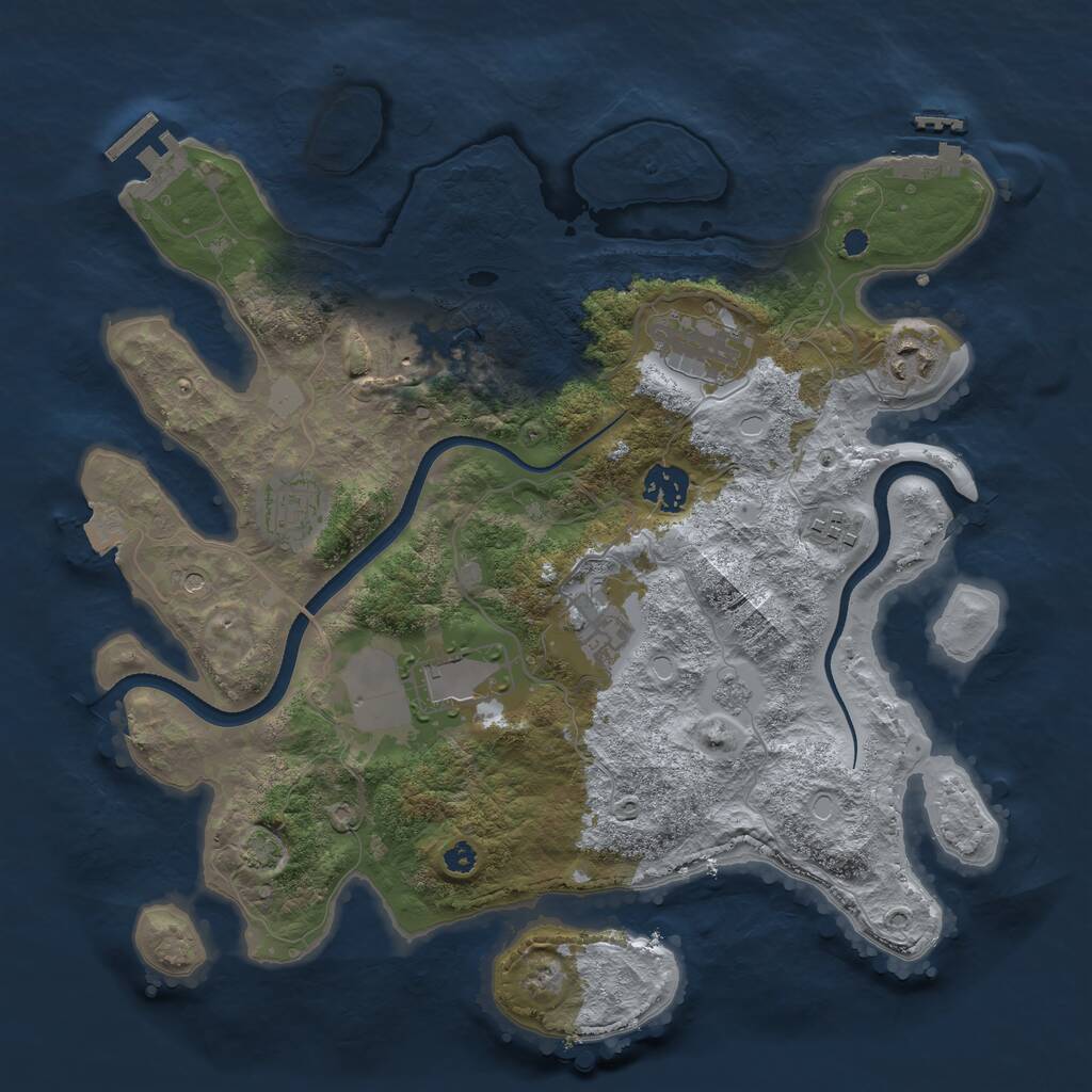 Rust Map: Procedural Map, Size: 3500, Seed: 774170, 14 Monuments