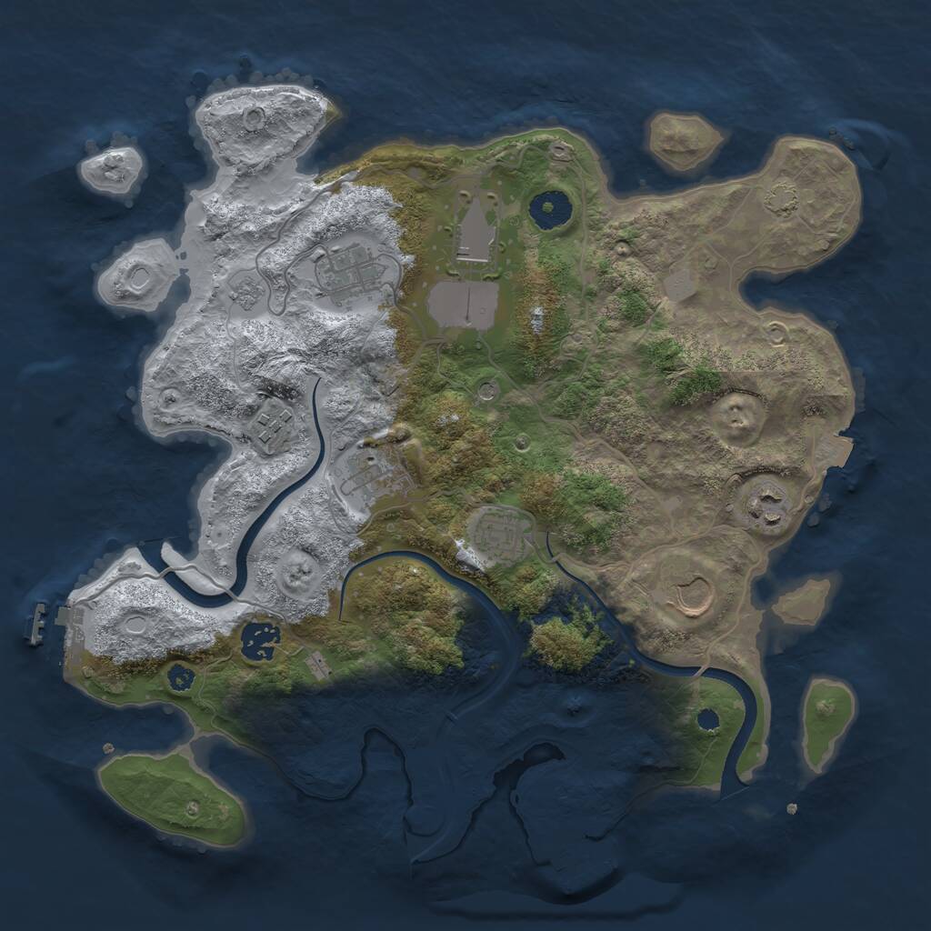 Rust Map: Procedural Map, Size: 3500, Seed: 493506998, 14 Monuments