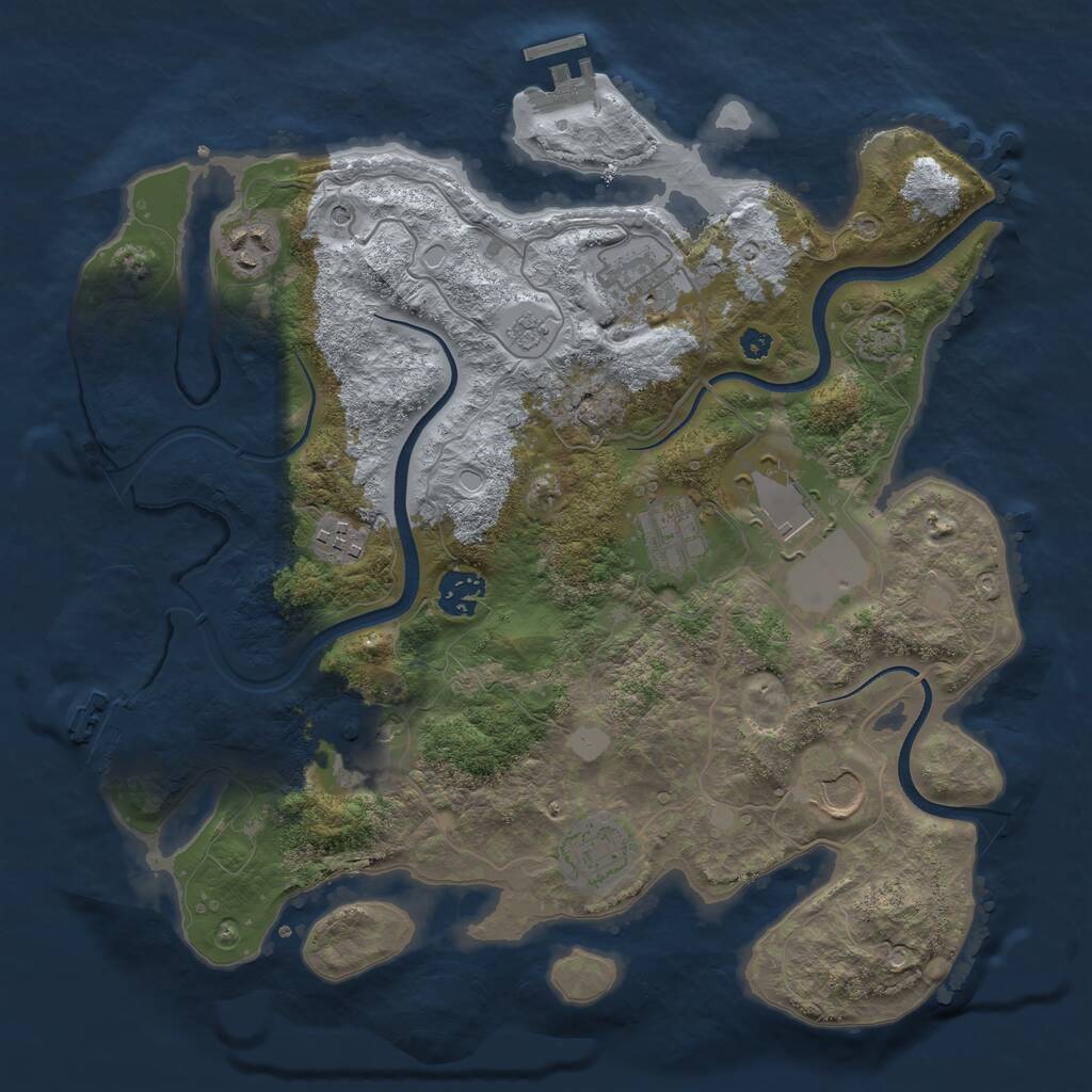 Rust Map: Procedural Map, Size: 3500, Seed: 591321632, 15 Monuments