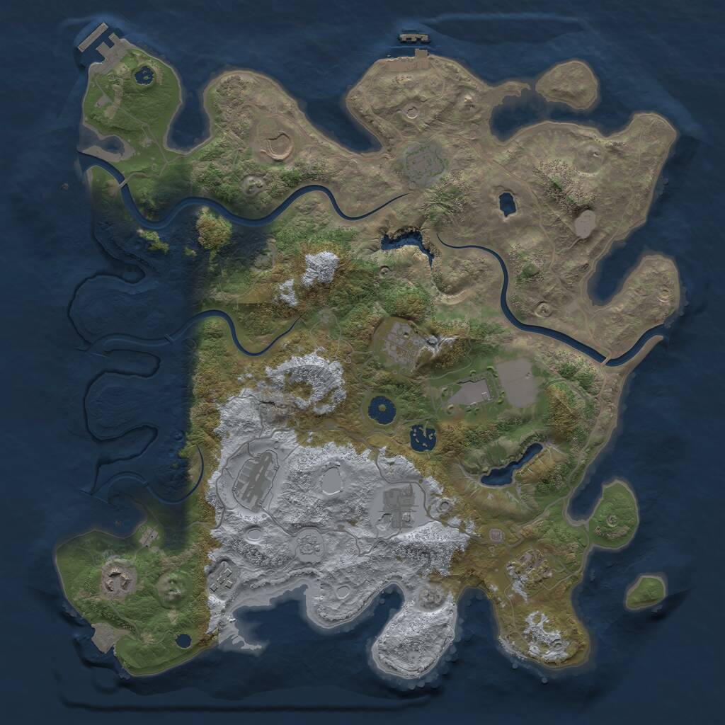 Rust Map: Procedural Map, Size: 4000, Seed: 1458677302, 16 Monuments