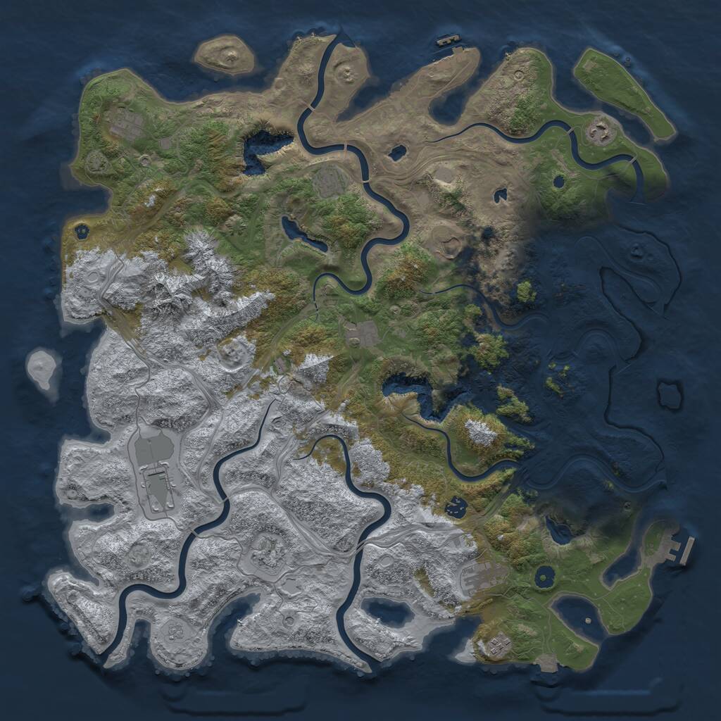 Rust Map: Procedural Map, Size: 5000, Seed: 511283, 16 Monuments