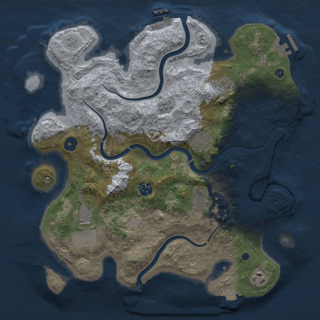 Rust Map: Procedural Map, Size: 3500, Seed: 502472, 13 Monuments