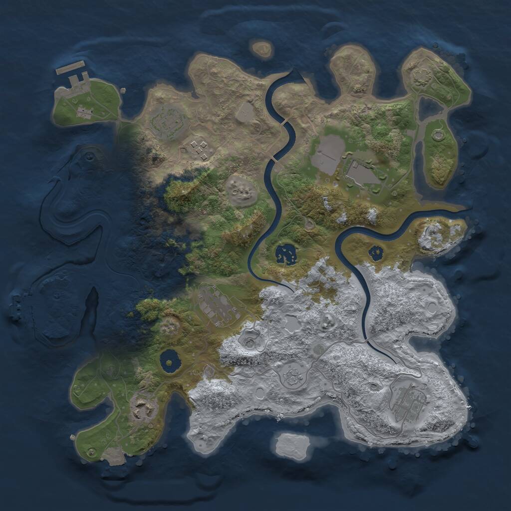 Rust Map: Procedural Map, Size: 3500, Seed: 110898, 13 Monuments