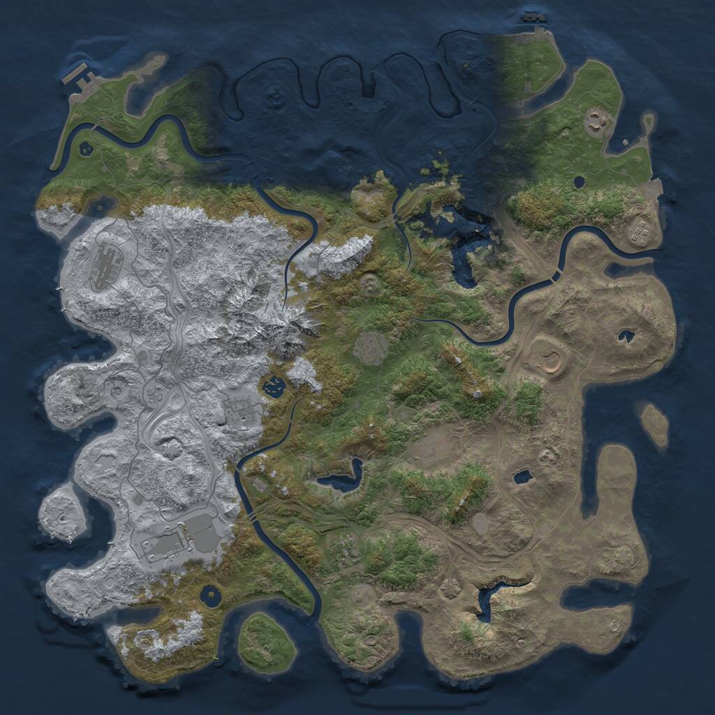 Rust Map: Procedural Map, Size: 5000, Seed: 722386, 16 Monuments