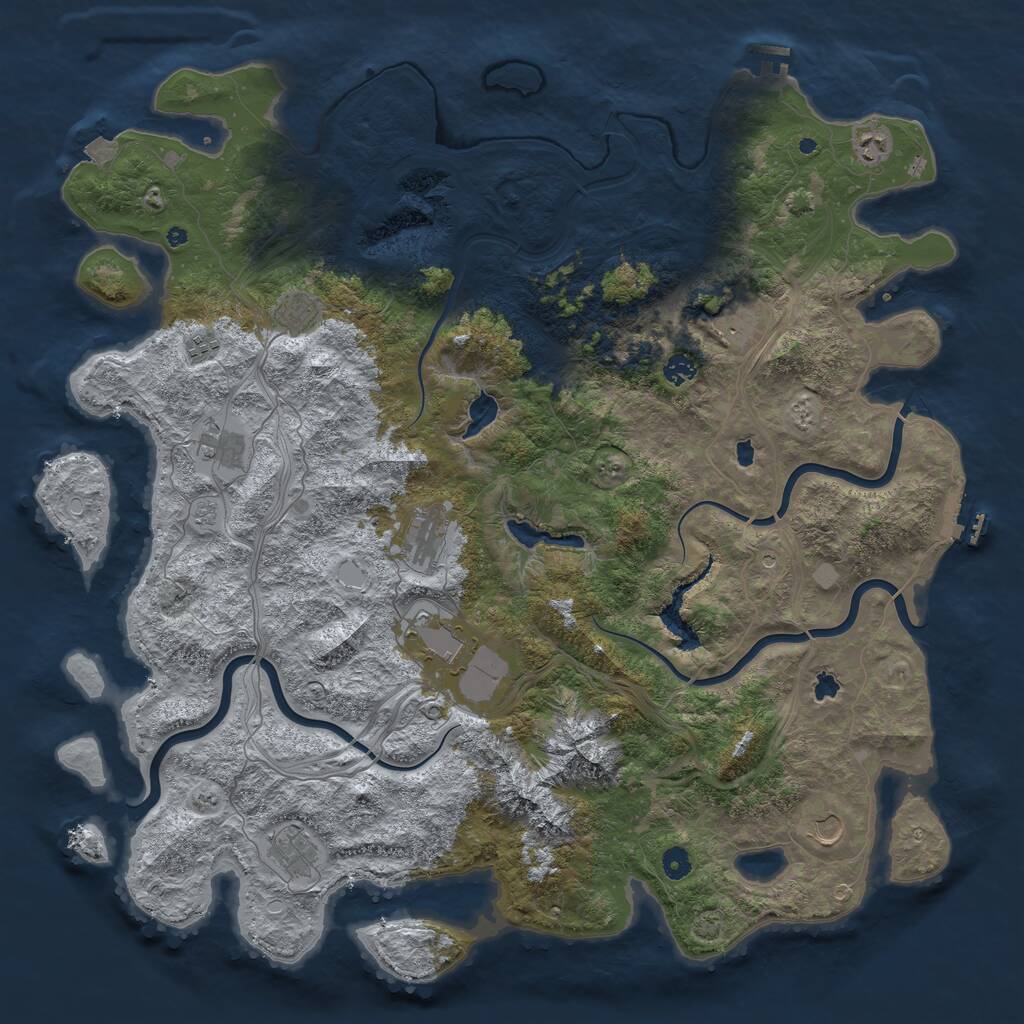 Rust Map: Procedural Map, Size: 5000, Seed: 511742, 16 Monuments