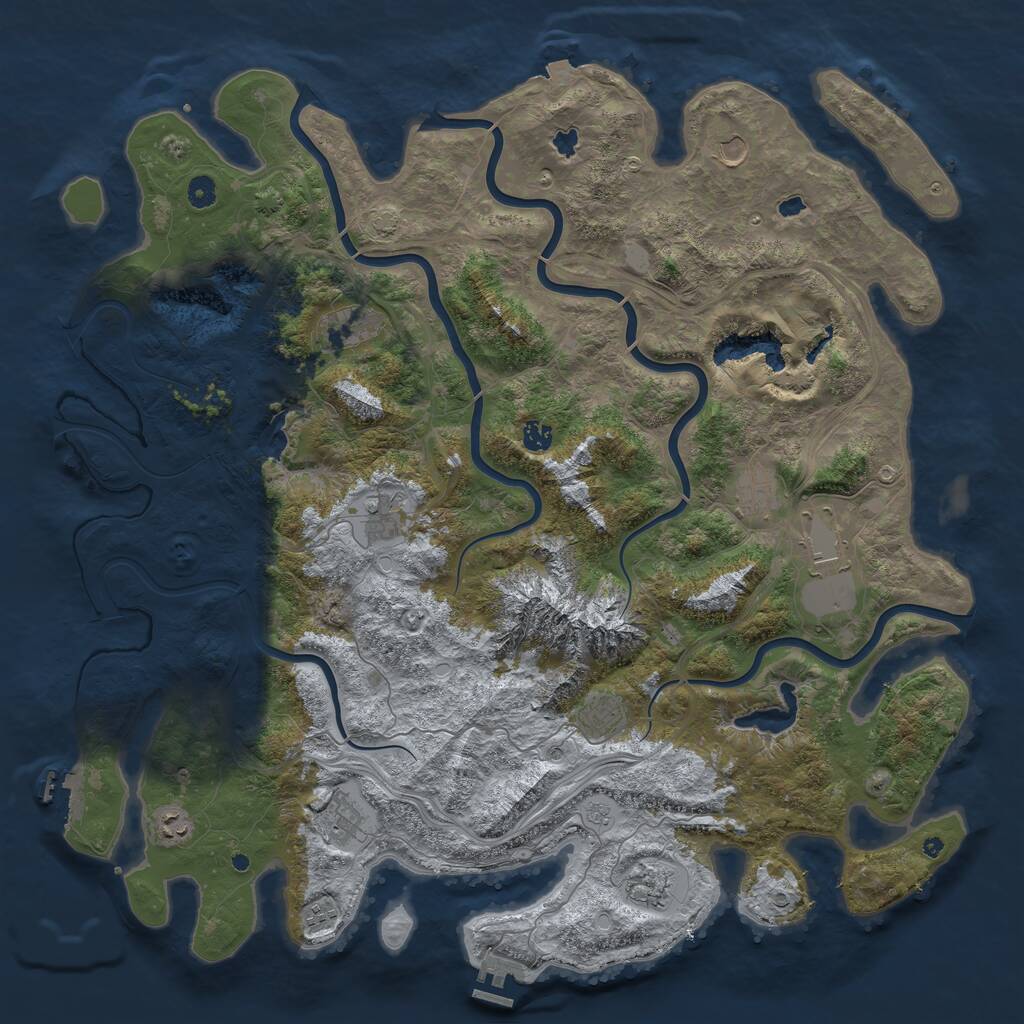 Rust Map: Procedural Map, Size: 5000, Seed: 969209, 17 Monuments