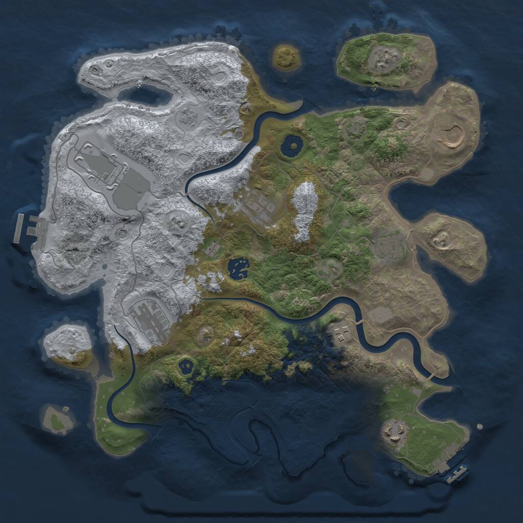 Rust Map: Procedural Map, Size: 3500, Seed: 471330947, 14 Monuments