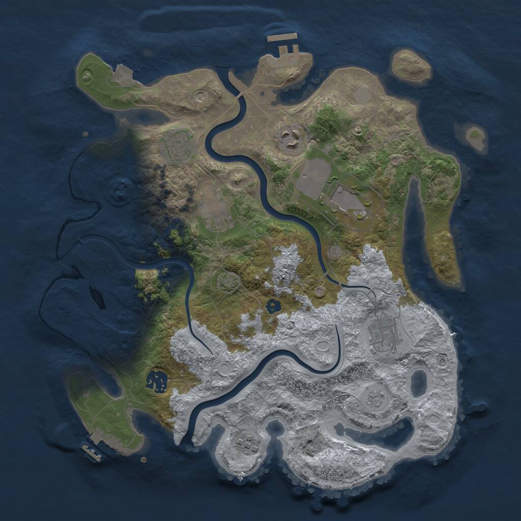 Rust Map: Procedural Map, Size: 3500, Seed: 764654, 13 Monuments