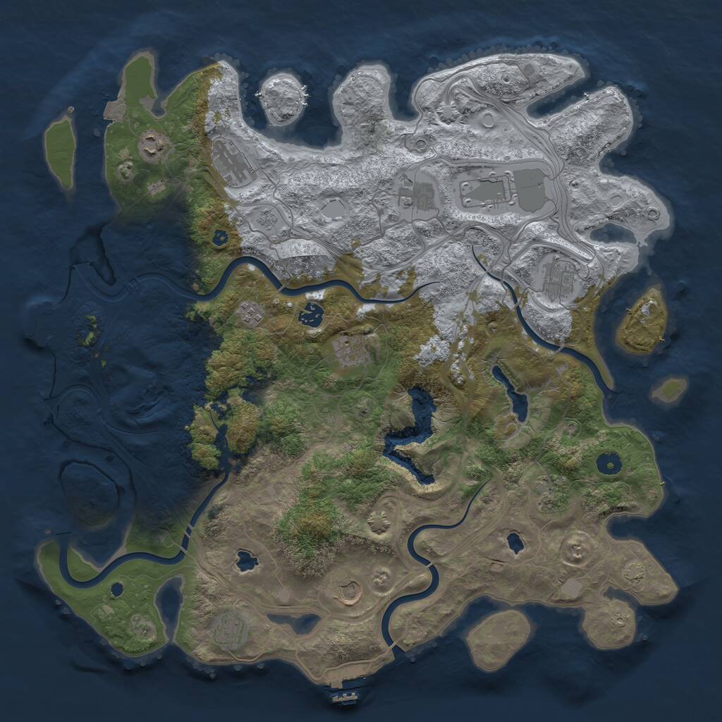 Rust Map: Procedural Map, Size: 4500, Seed: 2064062542, 17 Monuments