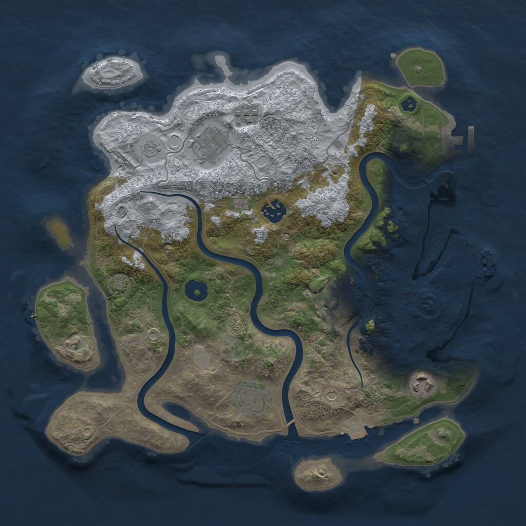 Rust Map: Procedural Map, Size: 3500, Seed: 312039, 12 Monuments