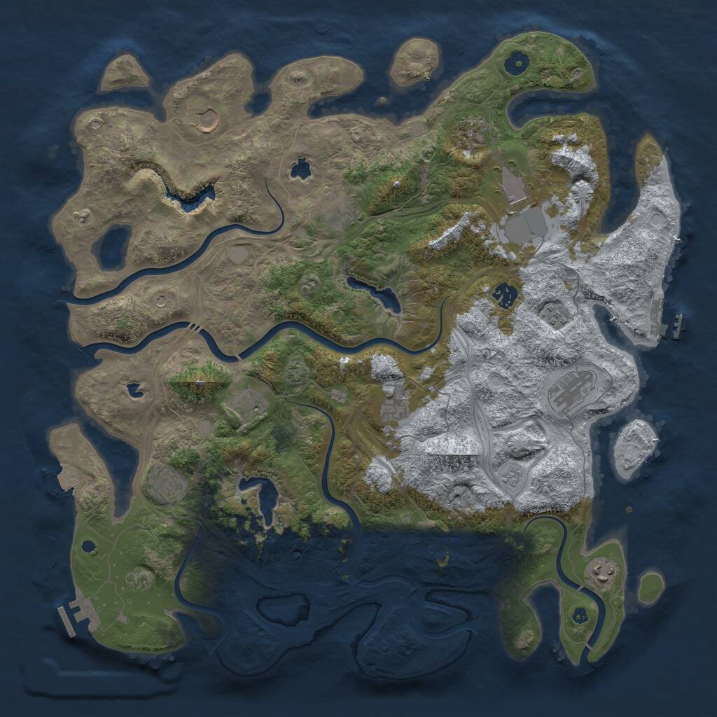 Rust Map: Procedural Map, Size: 4500, Seed: 745319, 17 Monuments