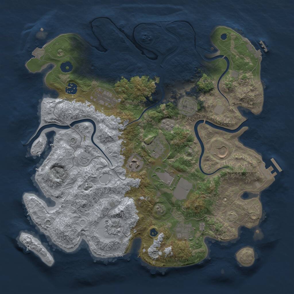 Rust Map: Procedural Map, Size: 3750, Seed: 468425, 16 Monuments