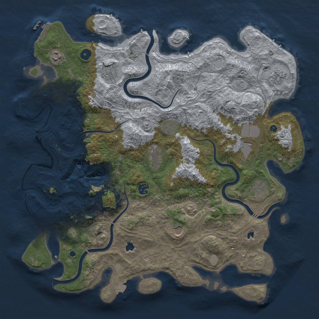 Rust Map: Procedural Map, Size: 4500, Seed: 822569, 16 Monuments