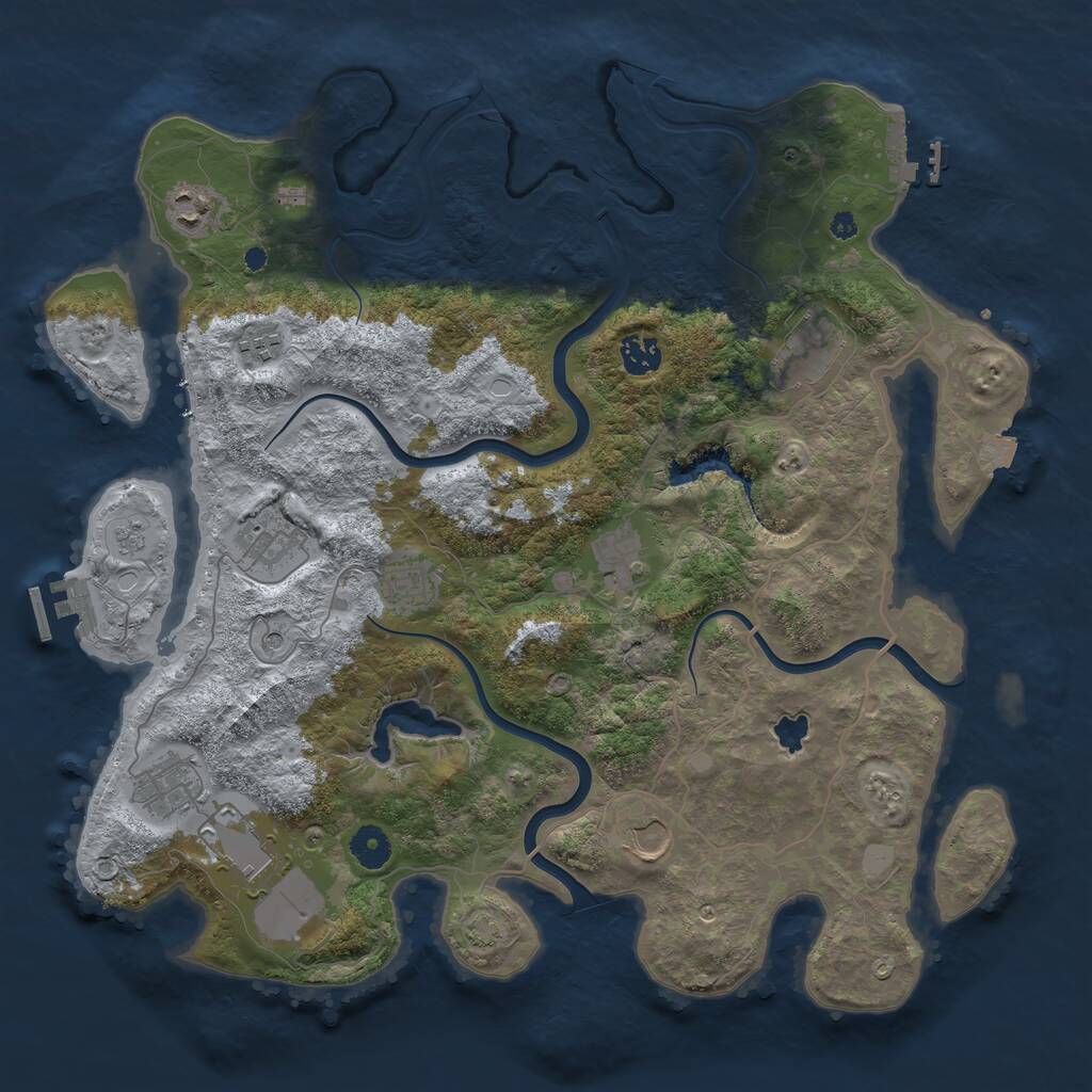 Rust Map: Procedural Map, Size: 4000, Seed: 815436009, 16 Monuments