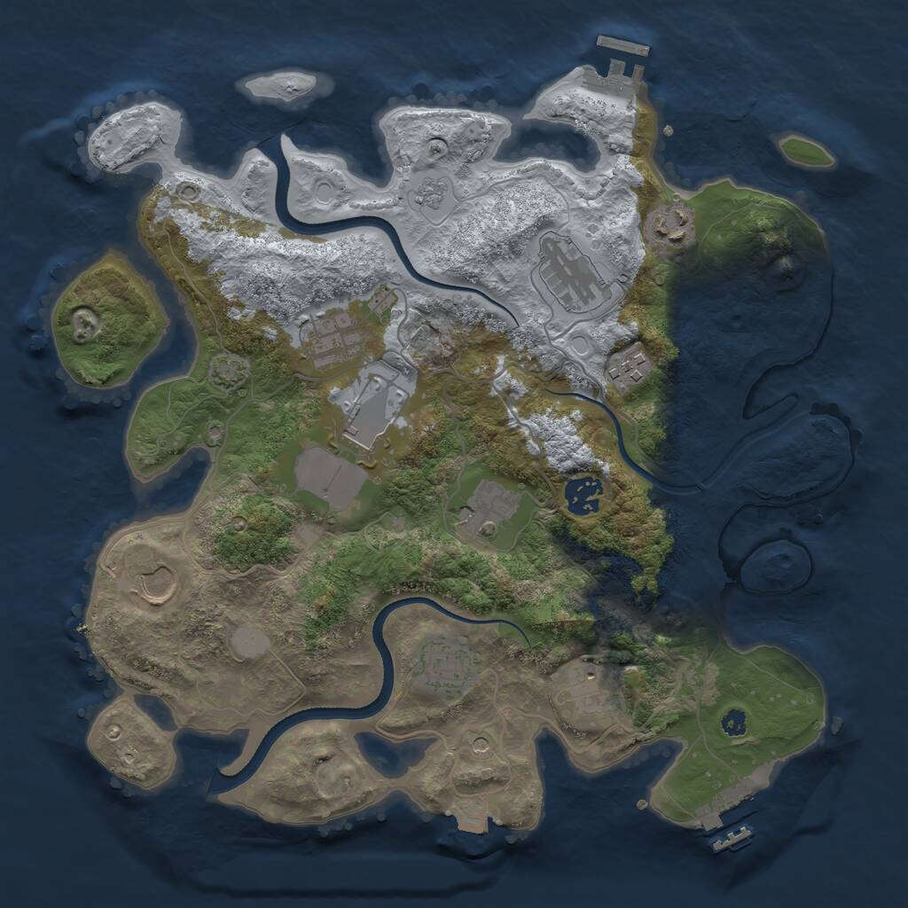 Rust Map: Procedural Map, Size: 3500, Seed: 2102685517, 16 Monuments
