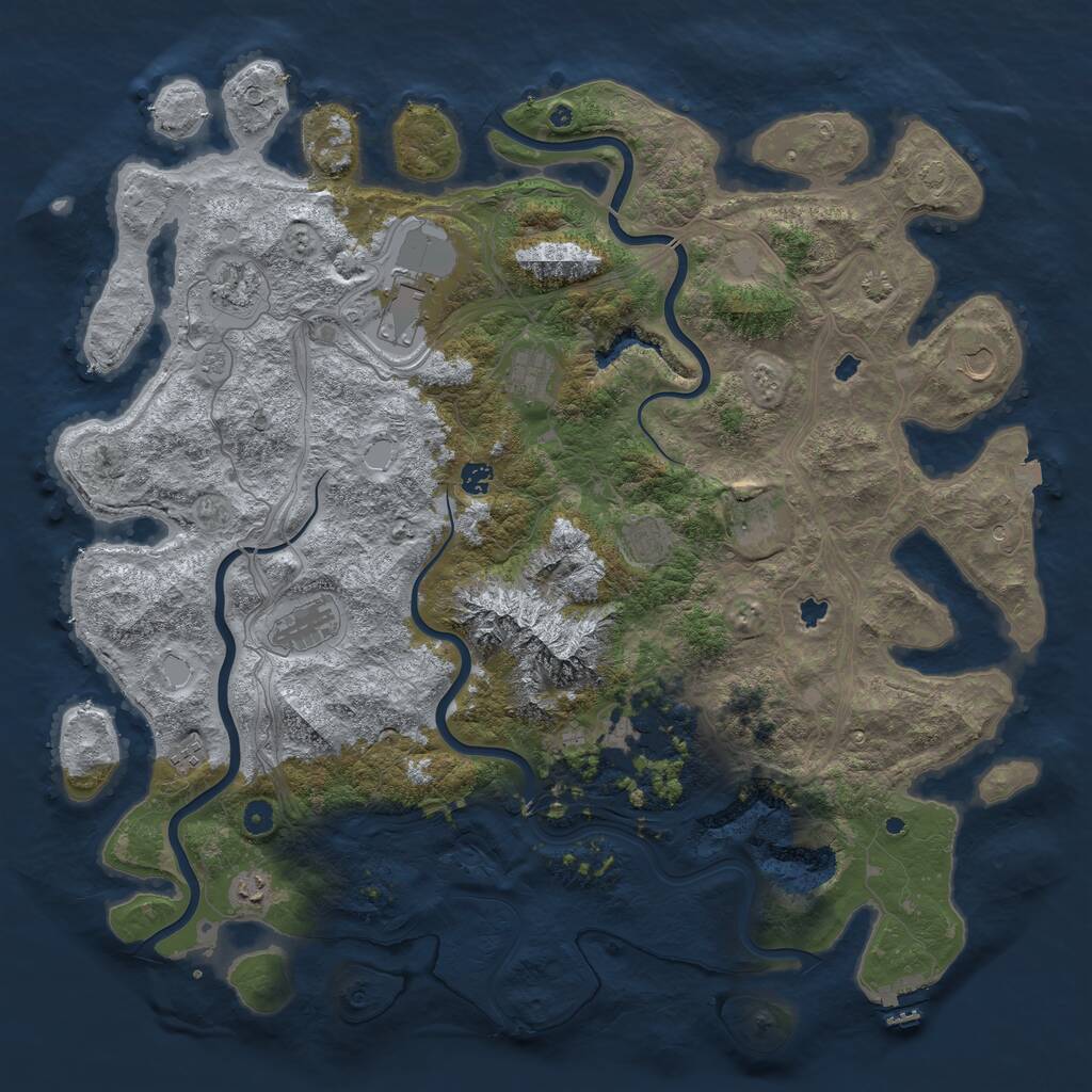 Rust Map: Procedural Map, Size: 5000, Seed: 645986, 16 Monuments