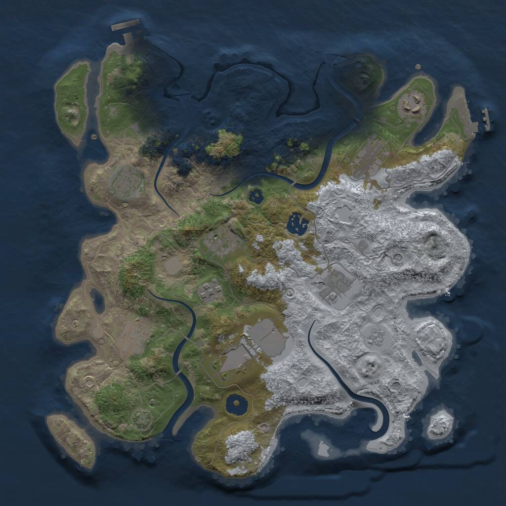 Rust Map: Procedural Map, Size: 3500, Seed: 970278331, 15 Monuments