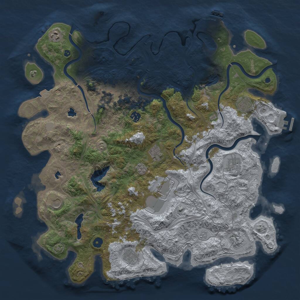 Rust Map: Procedural Map, Size: 4500, Seed: 505748, 17 Monuments