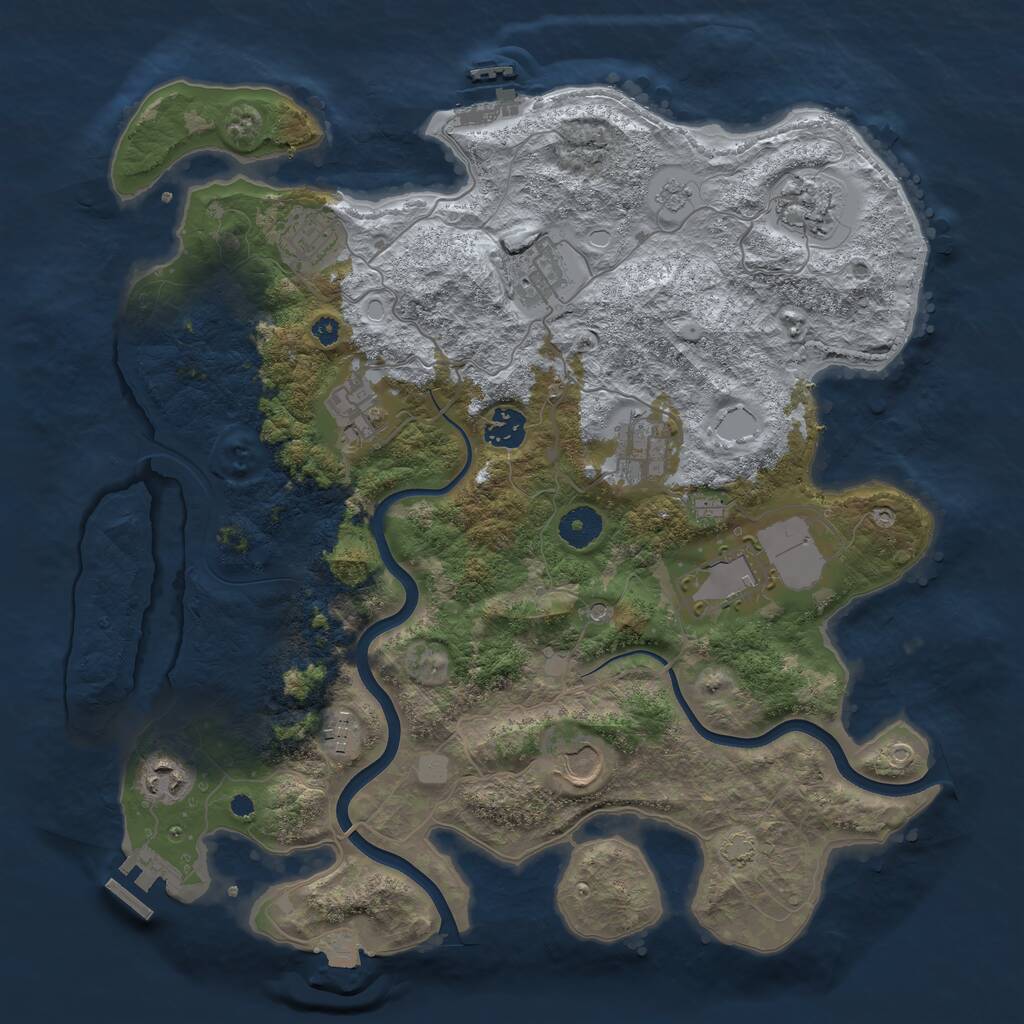 Rust Map: Procedural Map, Size: 3750, Seed: 660778, 16 Monuments