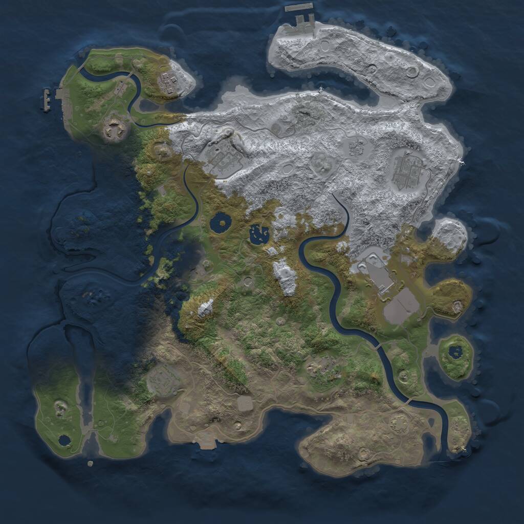 Rust Map: Procedural Map, Size: 3750, Seed: 279262, 15 Monuments