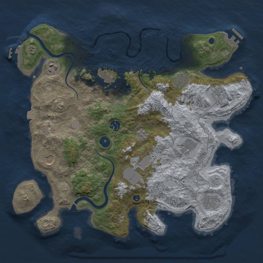 Rust Map: Procedural Map, Size: 3750, Seed: 803477, 16 Monuments